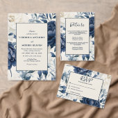 ダスティネイビーブルー&ホワイトフローラ水色結婚の色 フェイバーボックス (この独立クリエイターのコレクションをカスタマイズ。)