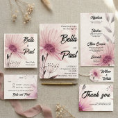 Romantic Pastel Purple Daisy Wedding Menu メニュー