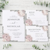 ボホフローラドライフラワーズダスティーバラ結婚ズ 招待状 (この独立クリエイターのコレクションをカスタマイズ。)