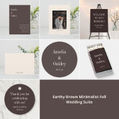 Minimalist Earthy Brown Elegant Wedding Custom ラウンドシール