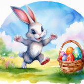フローラ水色かわいいイースターバニー シーズンカード