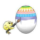 The chickens paint a beautiful Easter egg ラッピングペーパーシート