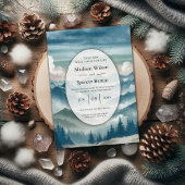 霧がかった松の木に響結婚く 招待状