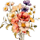 折衷的花模様RSVPカード 出欠カード