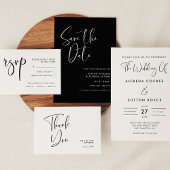 エレガント&モダン白黒のメ結婚ニュー 台座サイン