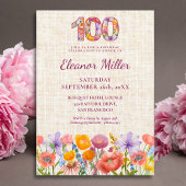 Wildflower 100th Birthday Party - Floral Number 招待状