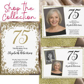 75th Custom Photo White and Gold 招待状