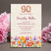 Wildflower 90th Birthday - Floral Number Party 招待状
