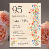 Elegant 95th Birthday - Wildflower Design 95 Years 招待状
