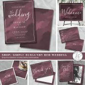 シックなエレガントウォーターカラーバーガンディーウェディングRSVPカード 招待状