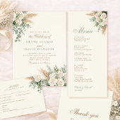 Elegant Beige Pampas Grass Wedding Sticker ラウンドシール