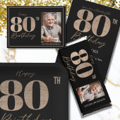 Black & Gold Elegant 80th Birthday Invitation 招待状