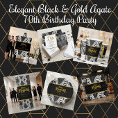 Modern Black & Gold Agate Happy Birthday  スタンダードカクテルナプキン