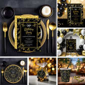 黒エレガント金ゴールド蝶90th誕生日パーティー 横断幕