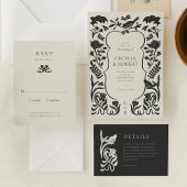 白黒アールデコ結婚式招待状 招待状