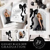 Black Bow Photo Graduation Party Invitation 招待状