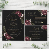 ブラックエレガントブルゴーニュフローラ結婚ズ フェイバーボックス (この独立クリエイターのコレクションをカスタマイズ。)