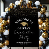 Black & Gold Class Of 2026 Graduation Backdrop タペストリー