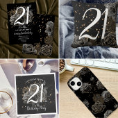 黒と金ゴールドグリッター21歳の誕生日パーティー 招待状