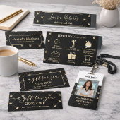 Elegant Gold Crown Grid Black Minimal 名刺