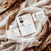 Elegant Black Pearl Champagne Bridal Shower 招待状