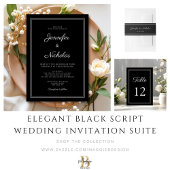 Elegant Black And White Script Wedding ゲストブック