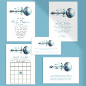 ブルーエレガントベビーラトル少年ベイビーシャワーありがとう カード