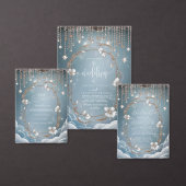青エレガント水滴結婚の 出欠カード (この独立クリエイターのコレクションをカスタマイズ。)