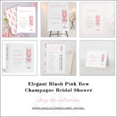 Elegant Pink Bow Champagne Shower Thank You Card サンキューカード