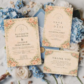 Elegant Blush Rose Arch Wedding セーブザデート