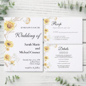 Elegant Boho Sunflowers double side program card  プログラム (この独立クリエイターのコレクションをカスタマイズ。)