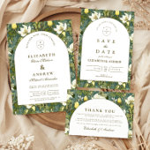 Elegant Botanical Arch Garden Wedding 出欠カード
