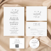 Budget black and white monogram wedding program