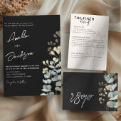 Elegant Black & White Botancial Wedding  招待状