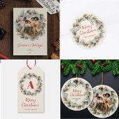 Custom Rustic Elegant Watercolor Christmas Wreath ペーパープレート