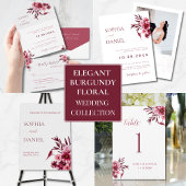 Elegant Burgundy Floral Wedding RSVP Card