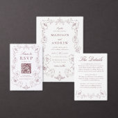 Elegant Burgundy Ornate Floral Frame Wedding テーブルナンバー (この独立クリエイターのコレクションをカスタマイズ。)