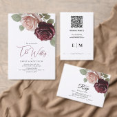 ブルグンディエレガントバラフローラ結婚式招待状 招待状 (この独立クリエイターのコレクションをカスタマイズ。)