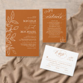 焼けオレンジのアーチBohoリーフミニマルの写真 セーブザデート (この独立クリエイターのコレクションをカスタマイズ。)