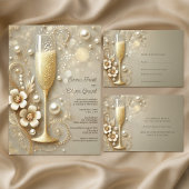 Champagne & Pearl Elegant Wedding Shower スタンダードカクテルナプキン