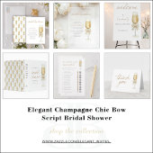 QR Code Elegant Champagne Chic Bow Bridal Luncheon 招待状