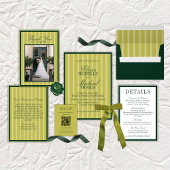 Elegant Chartreuse Stripe Open Bar Menu Wedding 横断幕