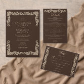 Brown and Cream Vintage Baroque Wedding Welcome ポスター (この独立クリエイターのコレクションをカスタマイズ。)