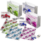 赤と緑のクリスマスオーナメント ラッピングペーパーシート