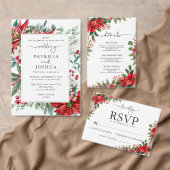 Elegant Christmas Save the Date with Poinsettias セーブザデート (この独立クリエイターのコレクションをカスタマイズ。)