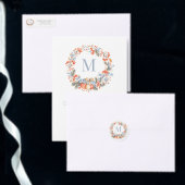 Elegant Monogram Wreath Dusty Blue Modern ネクタイ (この独立クリエイターのコレクションをカスタマイズ。)