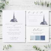 エレガントヴィンテージ教会イラストレーション結婚ズ 招待状 (この独立クリエイターのコレクションをカスタマイズ。)