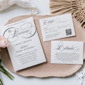 Elegant QR Code Classic Script RSVP Wedding