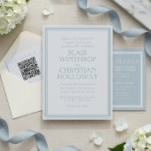 Elegant Coastal Blue Modern Wedding Invitation 招待状