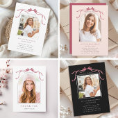 Deep Blush Ribbon Bow Graduation Party Welcome ポスター